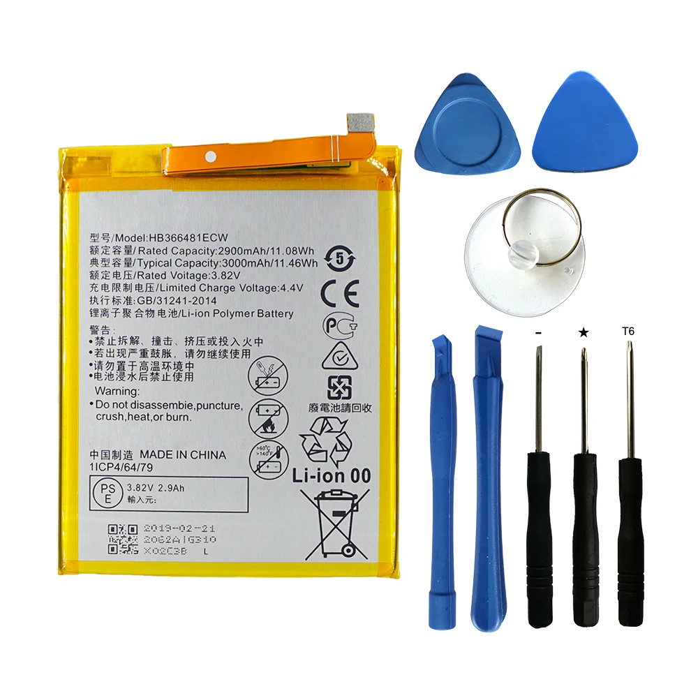 

original Real 3000mAh HB366481ECW For Huawei p9/p9 lite/honor 8/p10 lite/y6 II/p8 lite 2017/p20 lite/p9lite battery