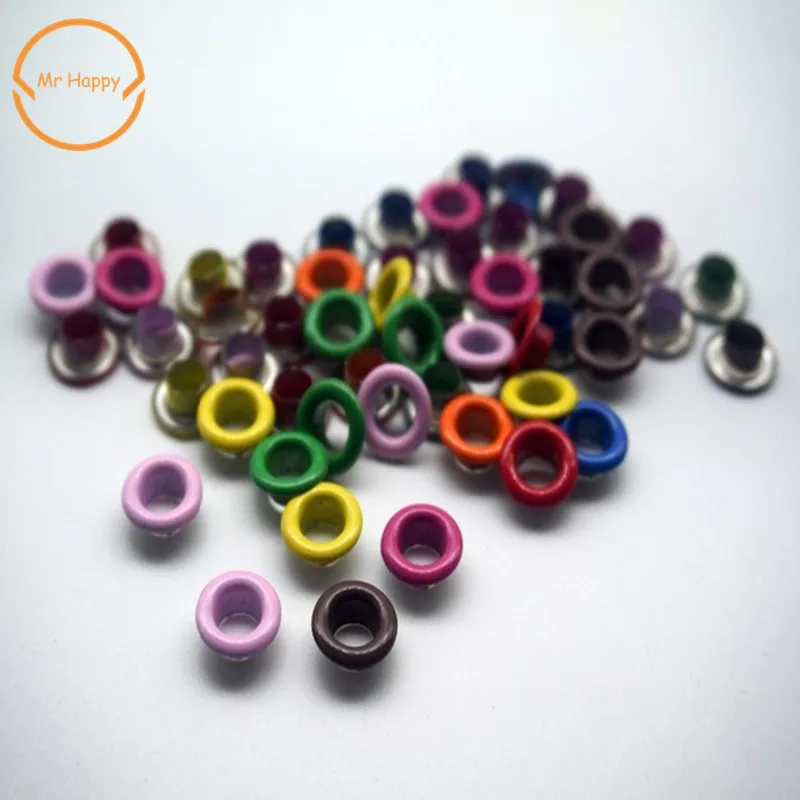 100pcs some color mixed Scrapbook Eyelets Inner Hole 5mm Metal eyelets For Scrapbooking garment clothes eyelets,Apparel Sewing