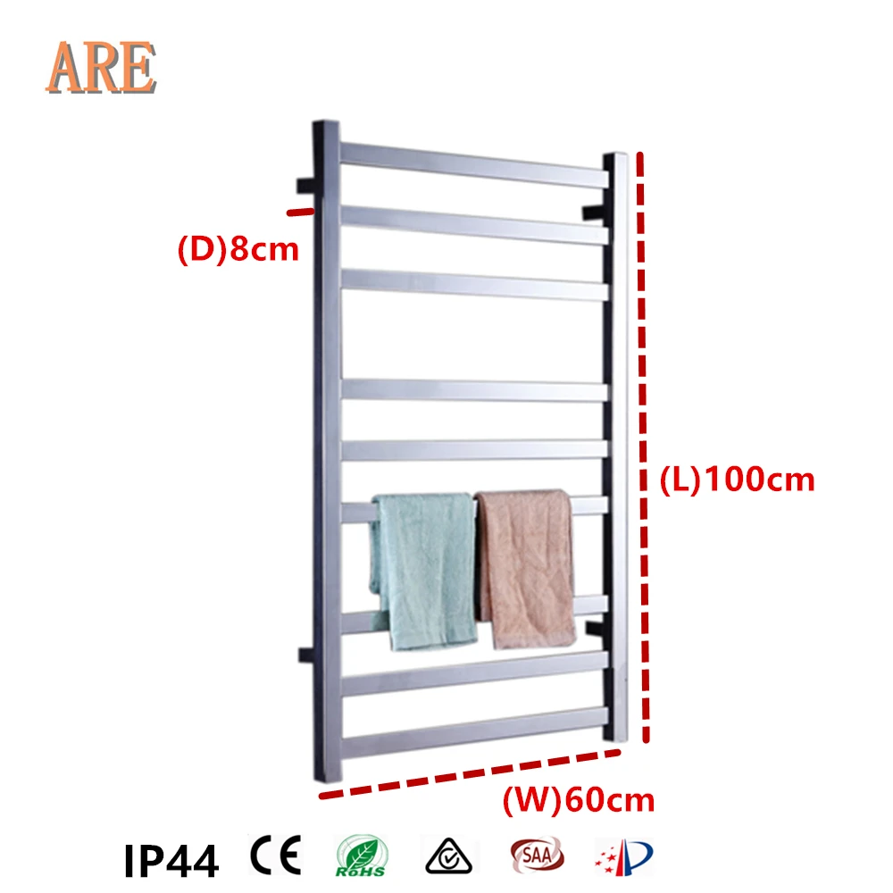 Ванная комната квадратная трубка полотенце более теплый стеллаж нержавеющая сталь полированная Полка для полотенец Держатель полотенец Электрический Полотенцесушитель с подогревом HZ-918AS