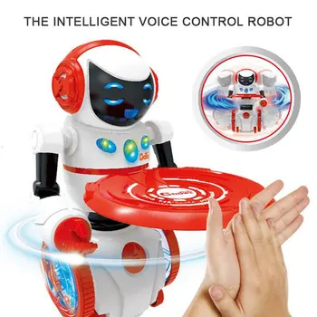 

New Intelligent Robot Voice Control Music Light Electronic Toy Food Delivery Robot Interactive Toys Feeding Waiter Robot Funny