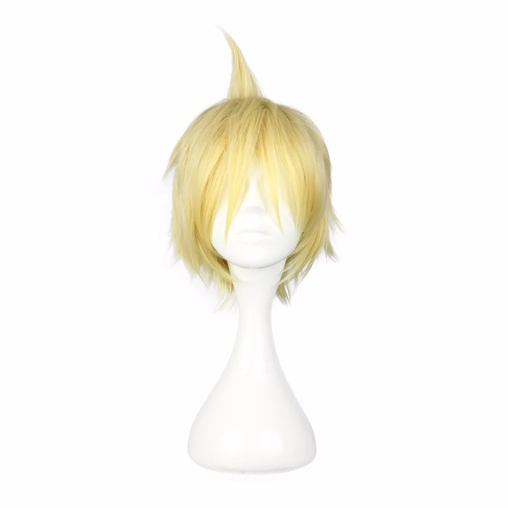 MCOSER 30 см короткий прямой синтетический светло золотой парик для косплея 100%