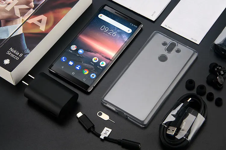 NOKIA 8 Sirocco 6GB RAM 128GB ROM Qualcomm Snapdragon 835 2.36GHz Octa Core 5.5 Inch POLED Corning Gorilla Glass 5 2K 3D Curved Screen IP67 Waterproof Dual Camera Android 8.1 4G LTE Smartphone