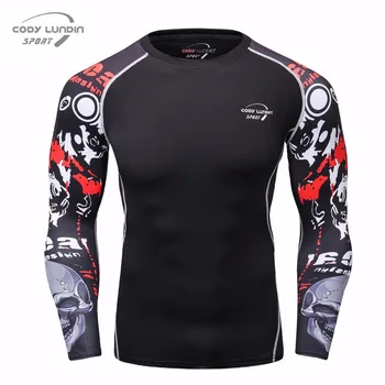 

Mens Compression Shirts Bodybuilding Skin Tight Long Sleeve Jerseys Clothing MMA Exercise Fitness