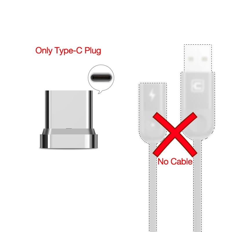 Cafele 1 м светодиодный магнитный USB кабель для iPhone Xs Max X 8 7 6 usb type-C кабель Micro USB кабель для samsung Xiaomi huawei USB-C - Цвет: Type C (Only Plug)