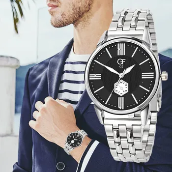 

Men Watches Fashion High-End Quartz Letter Steel With Pointer Light Series male clock men watch metal reloj hombre