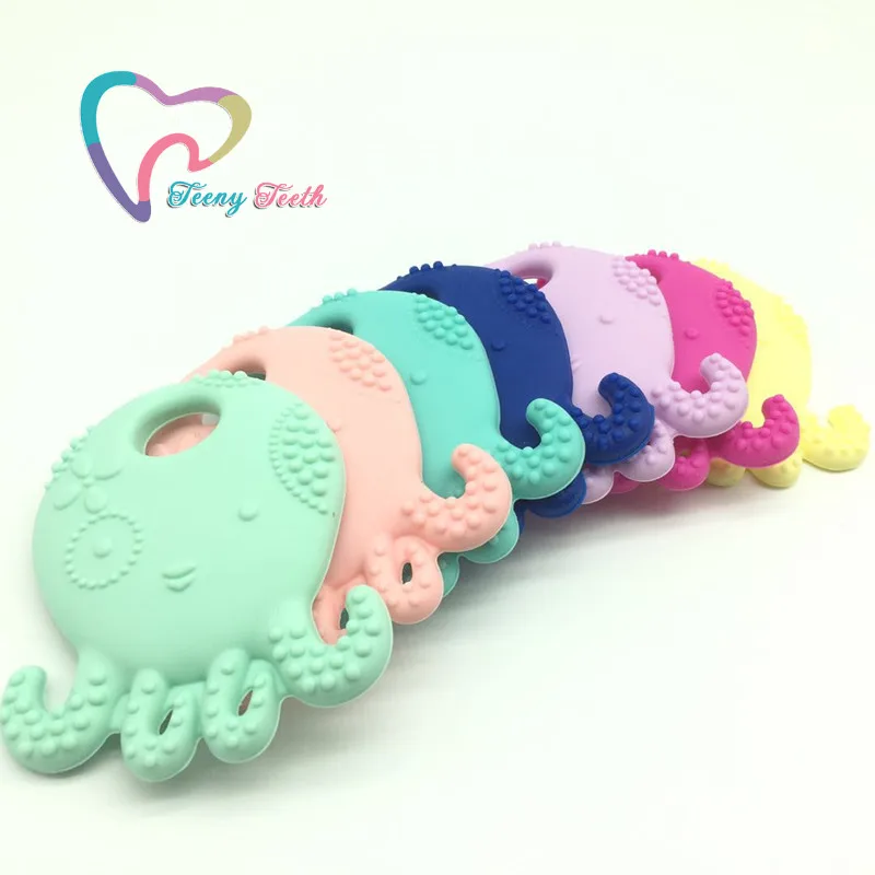 

Teeny Teeth 10 PCS Baby Teething Toys Silicone Octopus Necklace Pendant Chewable BPA Free Safe Natural Teething Accessories