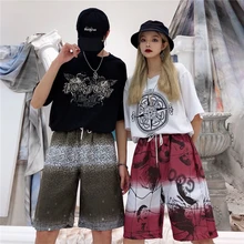 INS мода харадзюку хип-хоп летние Карманы пара шорты для женщин и мужчин повседневные Популярные Ретро Корея винтажные уличные свободные шорты