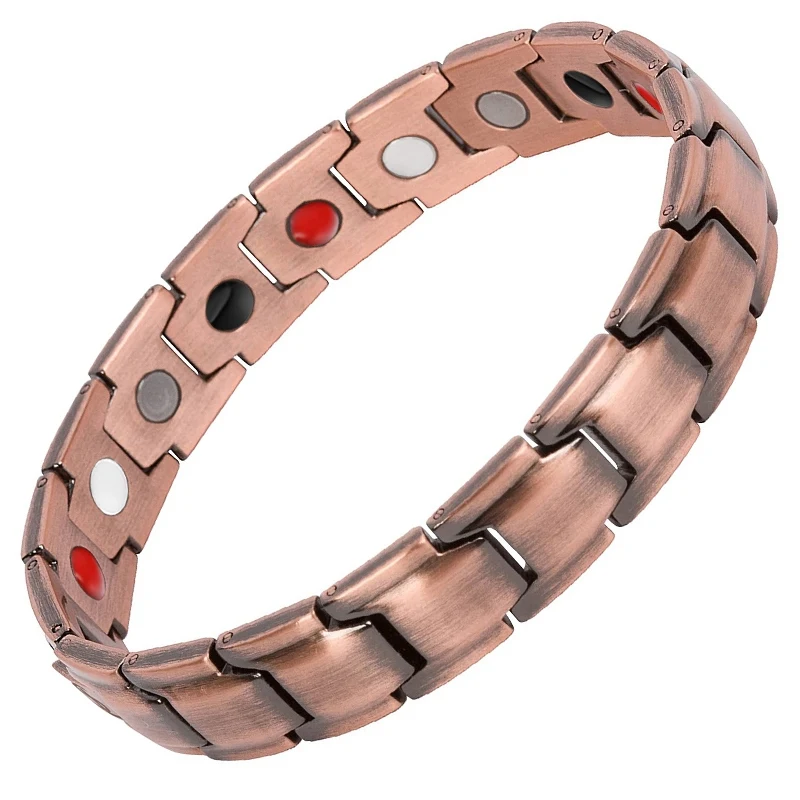 Hottime медные магнитные здоровые мужские и женские браслеты красного цвета из чистой меди, ювелирные изделия от артрита, брендовые браслеты для мужчин - Окраска металла: 10213