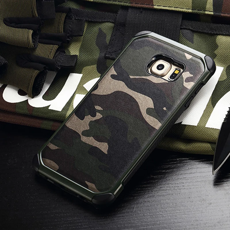 

2 in1 Army Camo Camouflage Pattern back cover PC and TPU Armor Anti-knock protective phone case for Samsung Galaxy S6 Edge Plus