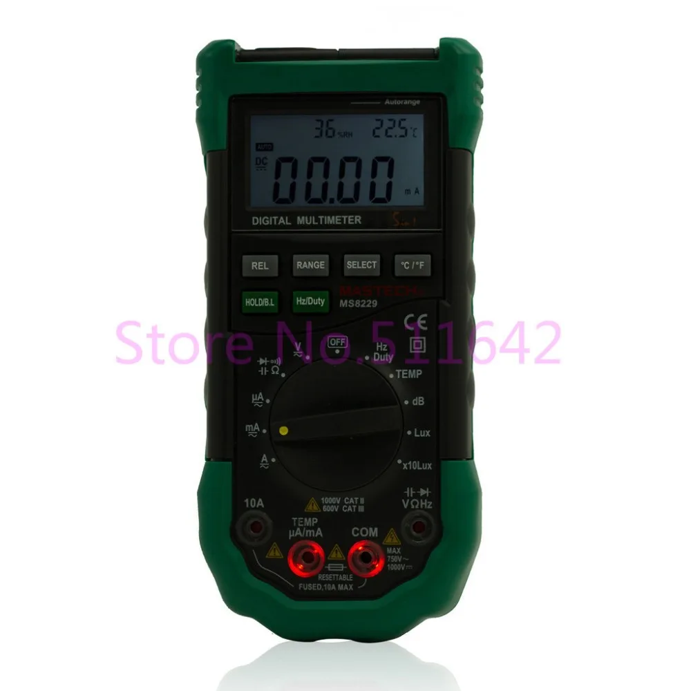 

Mastech MS8229 Digital Auto range Multimeter DMM Meter 5 in 1 Multitester Light Sound Level Temperature Humidity Tester