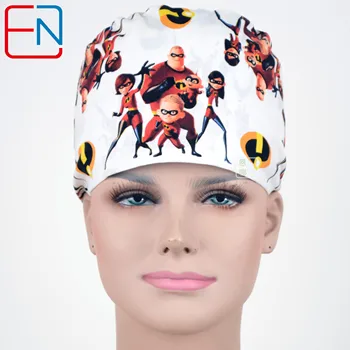 

Hennar Women Print Surgical Caps Mask 100% Cotton Medical Caps Adjustable Dentists Surgical Hats .
