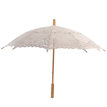 

Classic Multi-color Noble Elegant Palace Style Long Arm Wedding Bride Umbrella/Embroidery Gingham Lace Parasol lace Umbrella