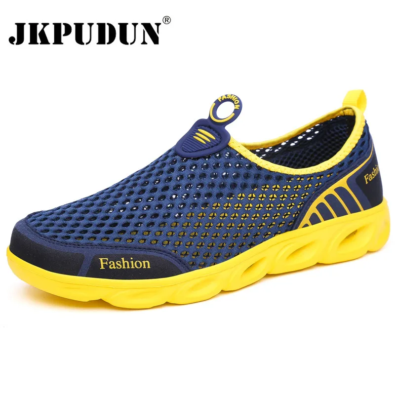 

JKPUDUN Summer Casual Shoes Men Breathable Unisex Mesh Water Shoes Lightweight Fashion Slip On Driving Shoes Brand Mens Loafers