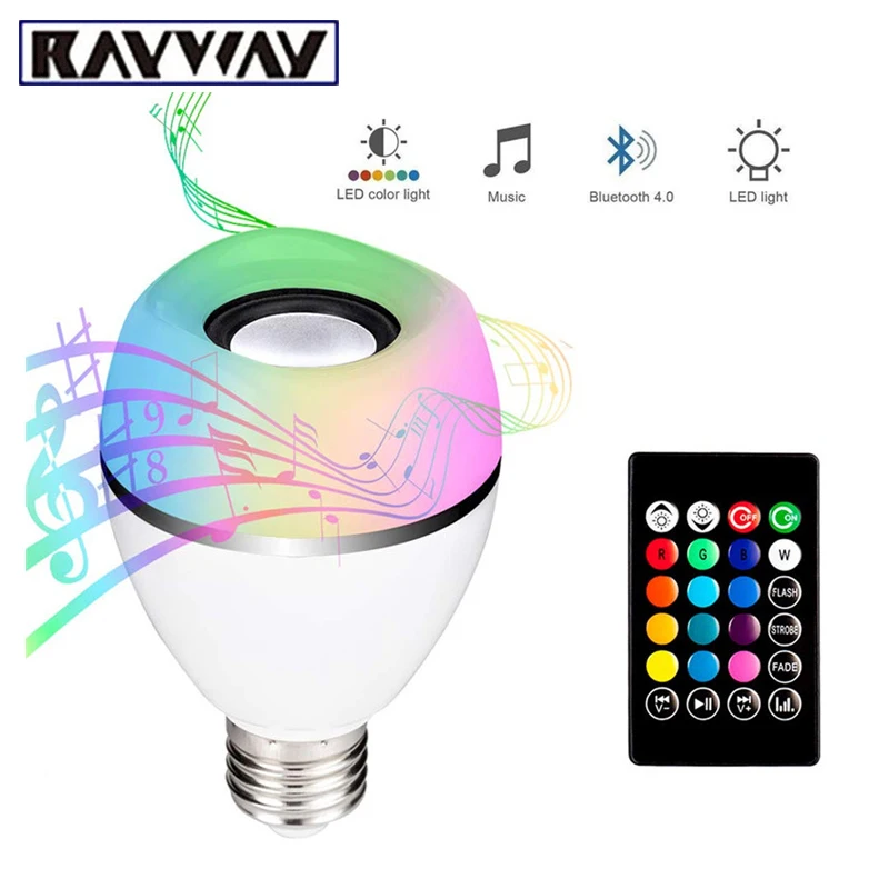 E27 8 Вт умная Беспроводная bluetooth колонка лампа для воспроизведения музыки RGB Белая