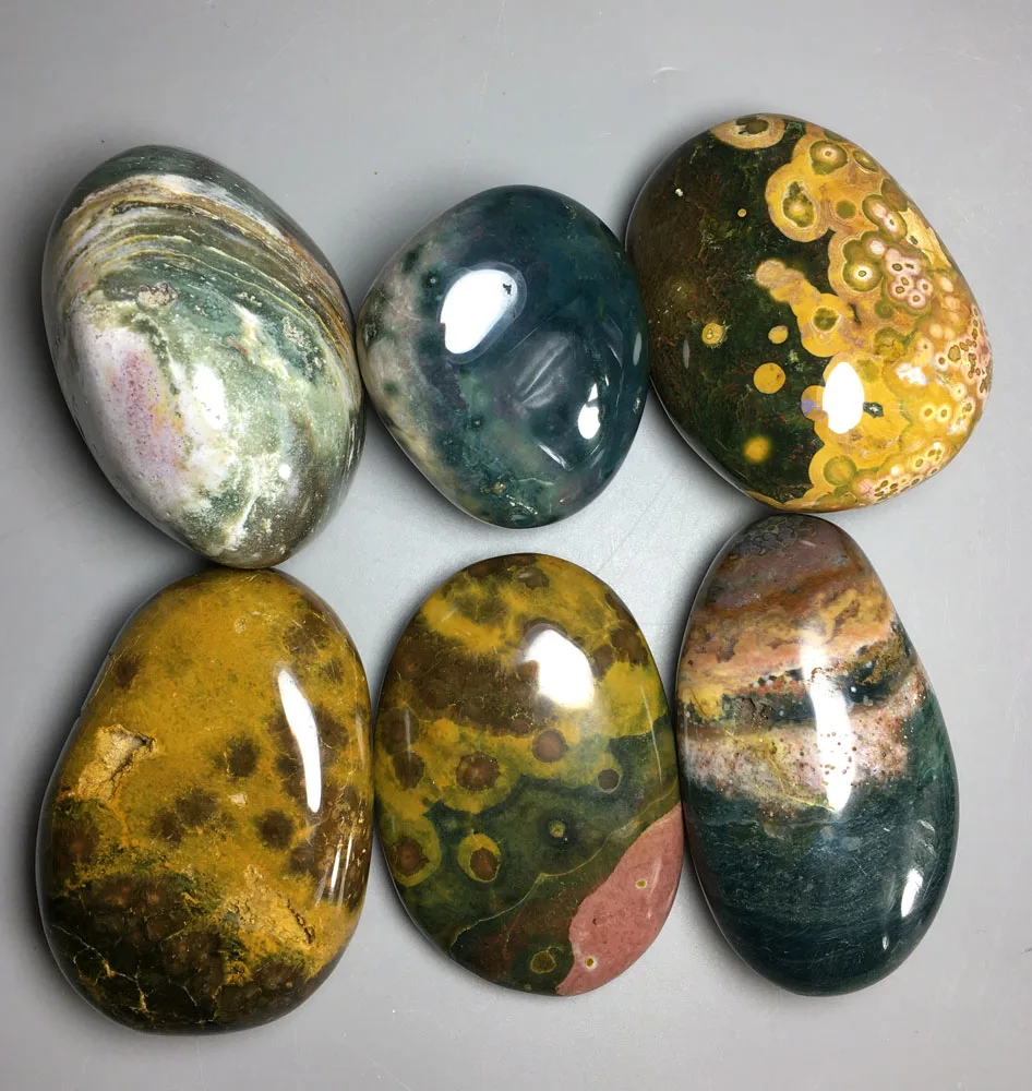 

1097g 6pcs High quality RARE NATURAL OCEAN JASPER QUARTZ egg ramadan gifts
