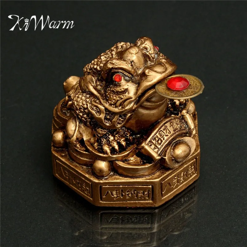 

KiWarm Traditional Toad Lucky Money Gifts Home Golden Color Feng Shui Chinese Coin Decoration Wealth Statue Decoration Ornament