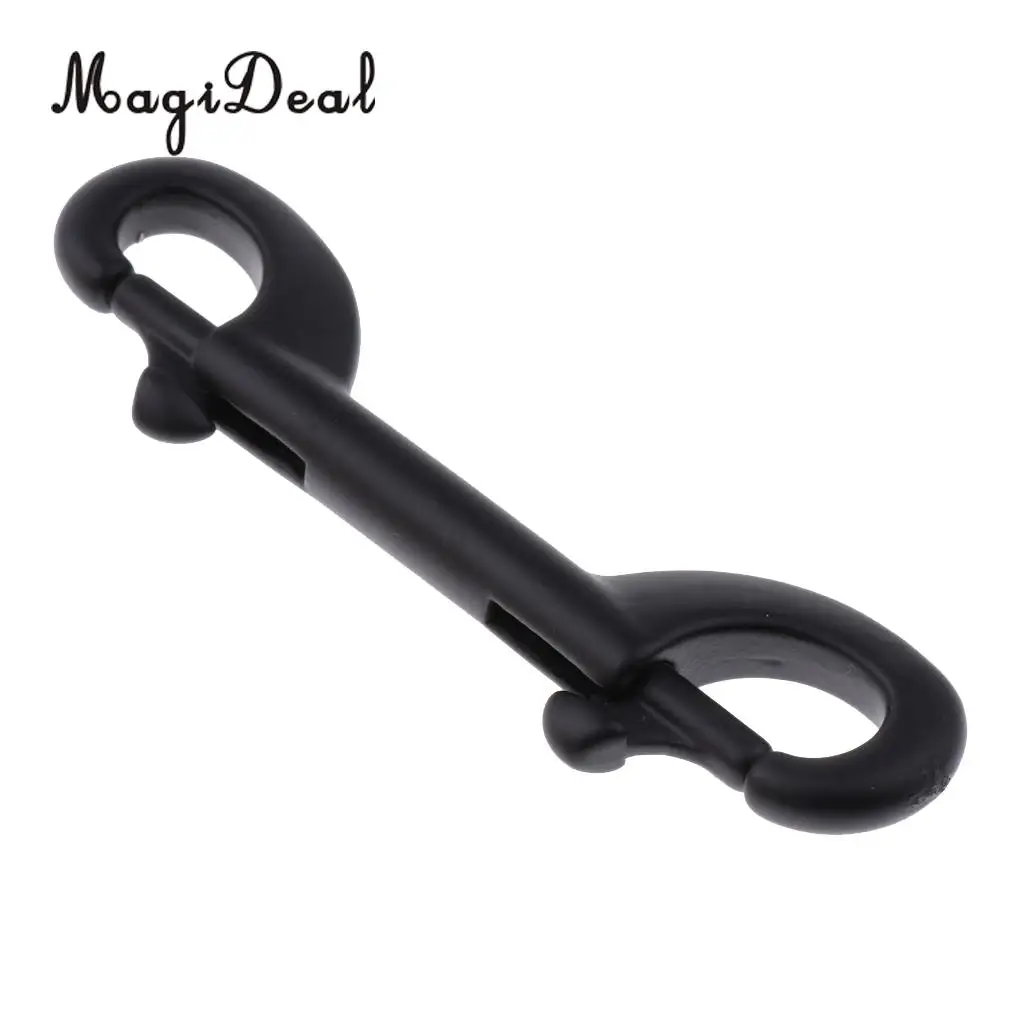 MagiDeal Scuba Diving 90mm/100mm/115mm 316 Black Stainless Steel Double Ended Bolt Snap Buckle Metal Clip for Underwater Sports