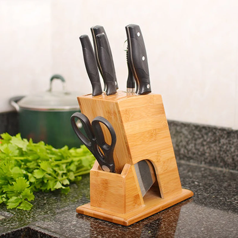 Multifunctional Kitchen Accessories Bamboo Knife Holder Ventilated Dry Knife Rest Health Creative Knife Block Free Shipping