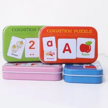 ; 12 шт./лот Детские деревянные игрушки обучения и образования Познавательная карты мультфильм Животные познания Паззлы подарки