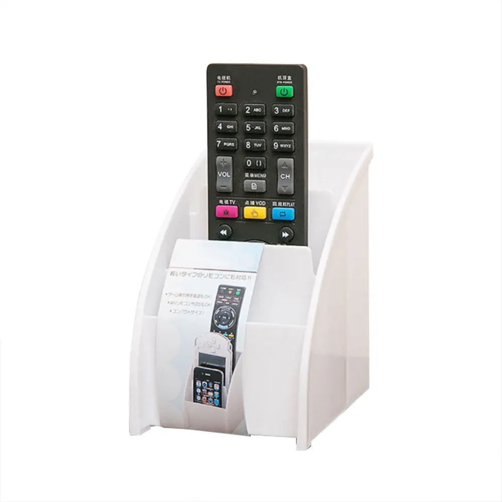 

Remote Control Holder Remot Storage Holder Plastic White/Brown Table Phone Holder Storage Rack Table Storage Case Office