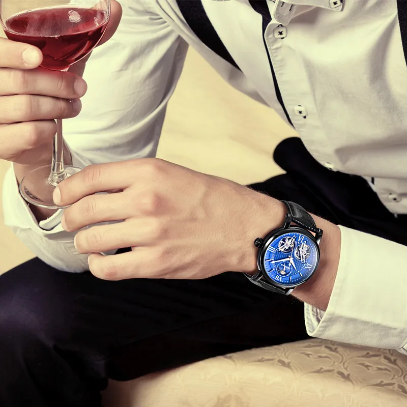 BINSSAW новые автоматические механические мужские часы Tourbillon оригинальные модные