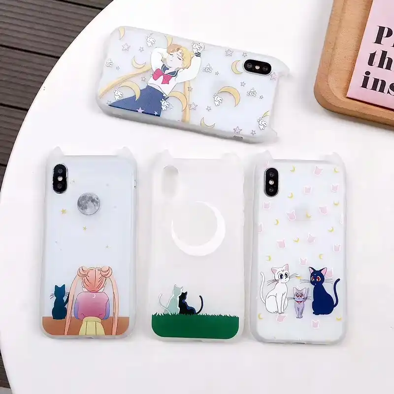 日本韓国アニメ美少女戦士セーラームーンルナ猫素敵なモンスターカバー電話ケースのための Iphone X Xs Xr 最大 7 8 6 S プラスマットキャパ Coque Fitted Cases Aliexpress