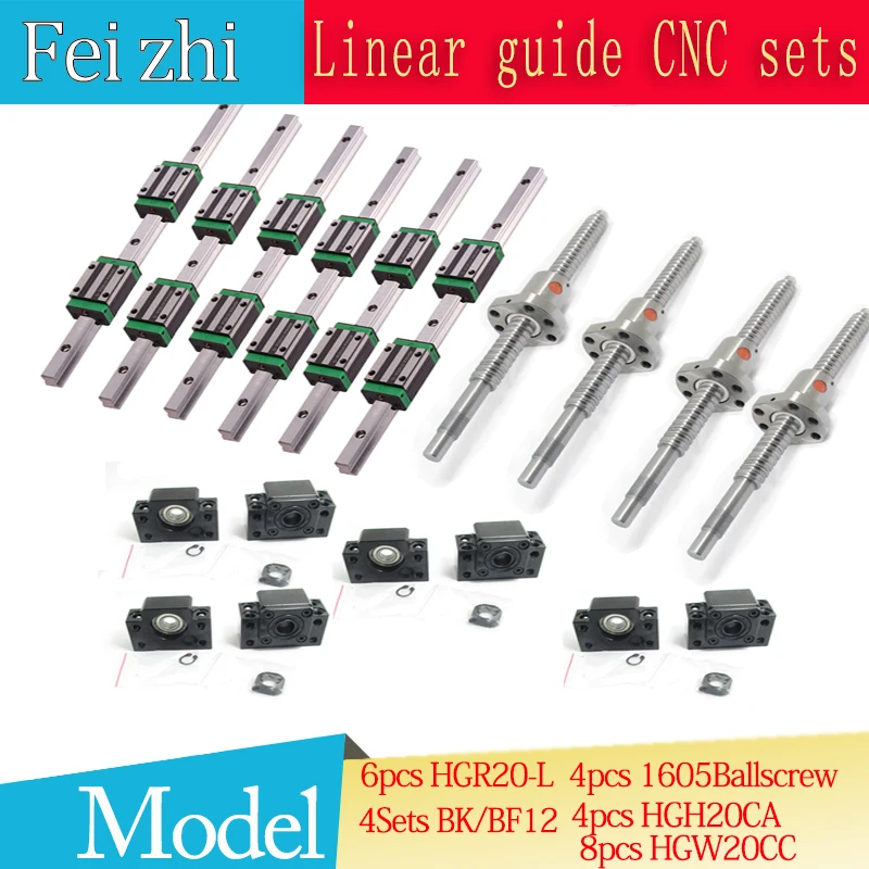 

Linear guide 2pcHGR20-400-1000 4pcHGR20-1200 16pcHGH20CA+ 4pcs Ballscrew cnc parts