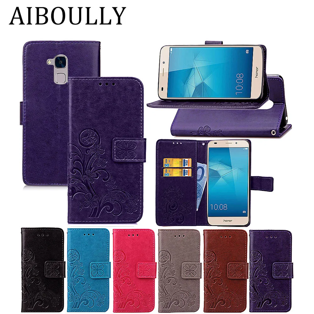 

3D Leather Card Holder Stand Magnetic Flip Clover Wallet Cover For Huawei Honor 5c 16GB Honor 7 Lite GT3 NEM-L31 5.2 Phone Cases