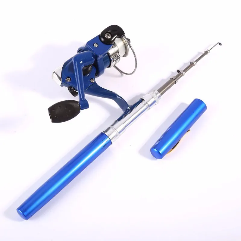 Vara de Pesca + Carretel ao ar Livre Mini Acampamento Viagem Arremesso Telescópica Bolso Caneta Forma Pesca Linha 11 Cheap Varas de pescar
