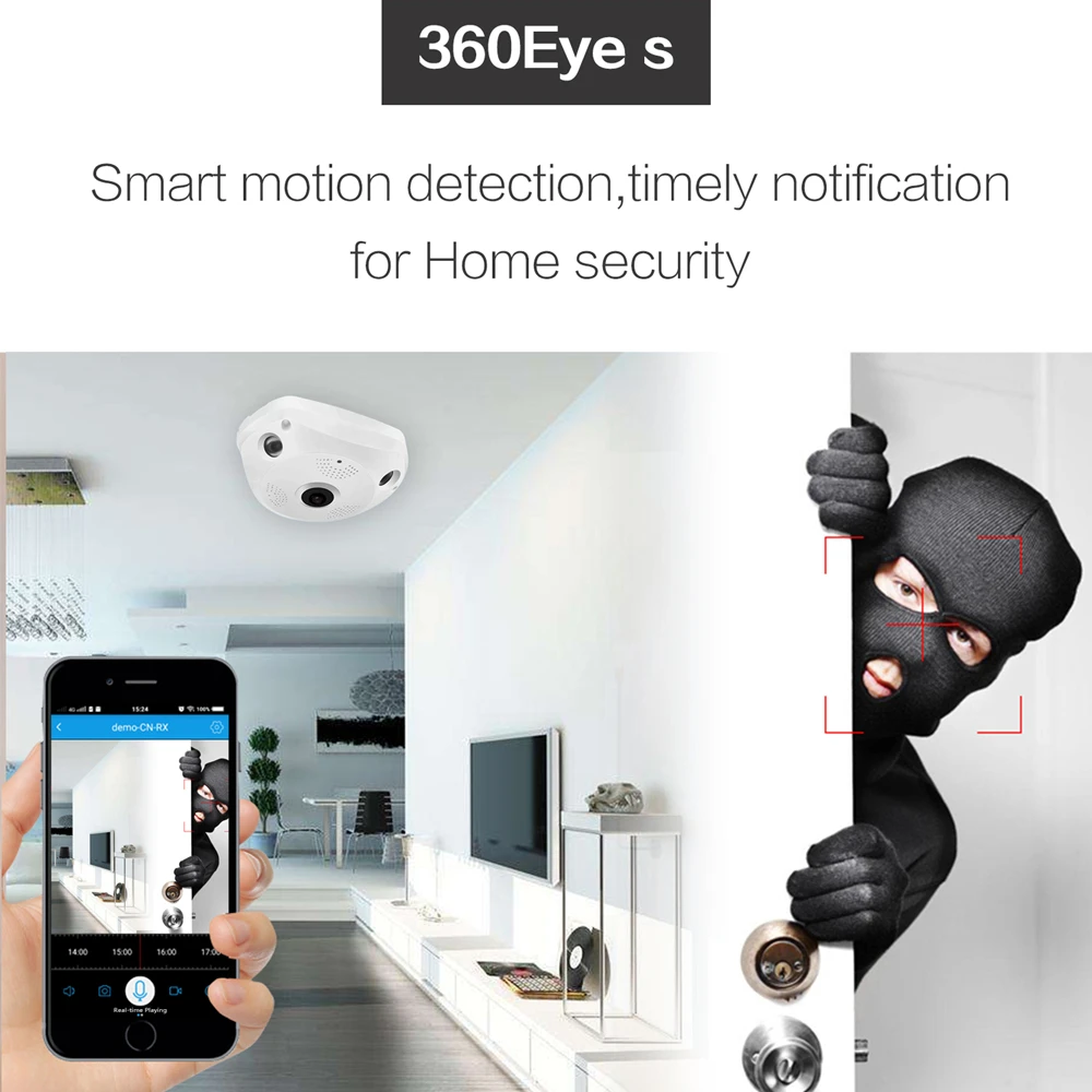 SUCAM 1.3Megapixel Dome Wifi IP Camera Indoor 360 Degrees Panoramic 1.44mm Fisheye Lens Wireless IP Camera 360Eye S Alerm 3