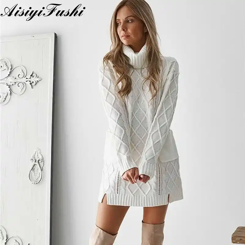 white cable knit sweater dress
