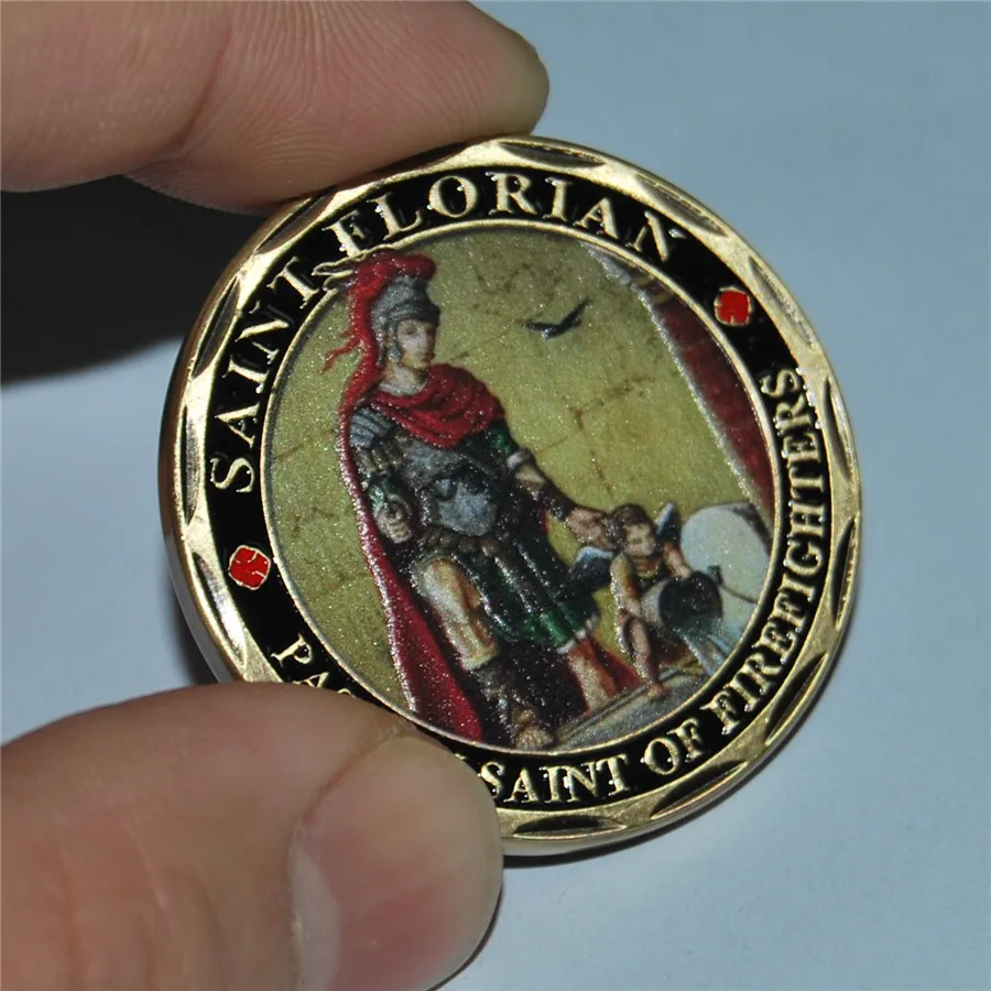 Firefighter challenge coin Saint Florian patron of firefighters Catholic (3)