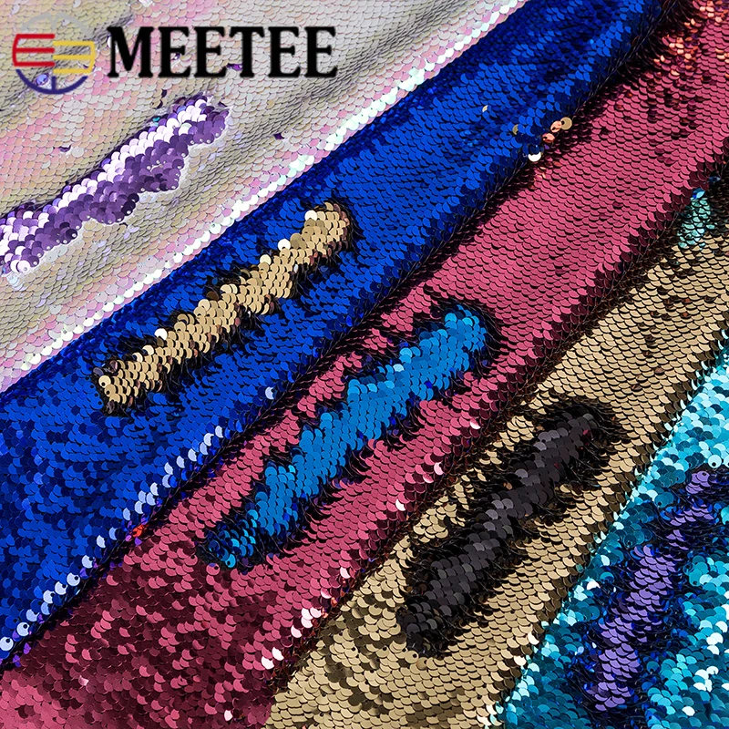 

Meetee 100/200X125cm Double-sided Fabric Sequined Flip-chip Cloth Manual DIY Sewing Patchwork Bag Pillow Scrapbook MaterialFA011