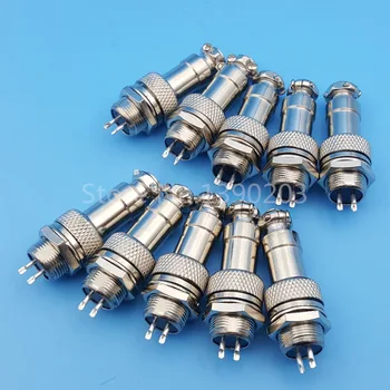 

10Sets Plug + Socket GX12 2Pin 12mm Panel Mount Metal Circular Aviation Cable Connector