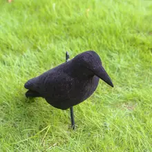 Флокирование ворона пластиковая охотничья ИМИТИРОВАННАЯ приманка статуи птиц инструменты двора художественное украшение газон стенд ворона Ministure