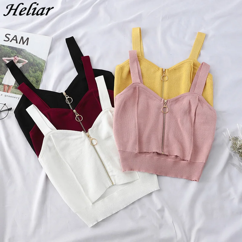 HELIAR, женский укороченный топ, клубный, сексуальный, на молнии, вязаный, камзол с отверстием, женские майки, женские топы без рукавов, одноцвет... HELIAR, женский укороченный топ, клубный, сексуальный, на молнии, вязаный, камзол с отверстием, женские майки, женские топы без рукавов, одноцвет...