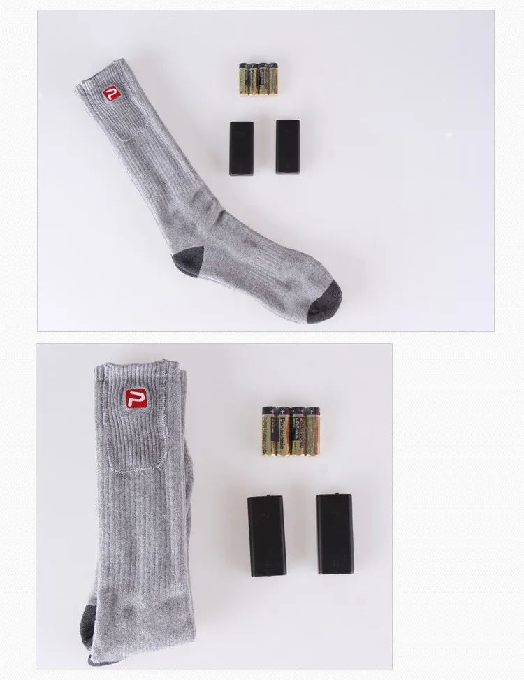 1 Pair Free Shipping 1.5V AA Battery Heating Men Thermal Socks Washable Women Winter Cotton Electric Heated Socks EUR Size 38-44