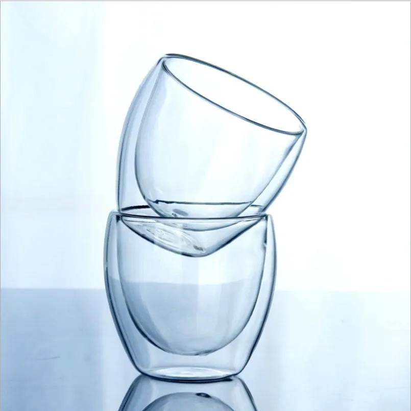 Новая двухслойная чашка 80 мл/150 мл/250 мл/350 мл/450 мл высокая боросиликатная термостойкая стеклянная чашка для напитков с двойными стенками