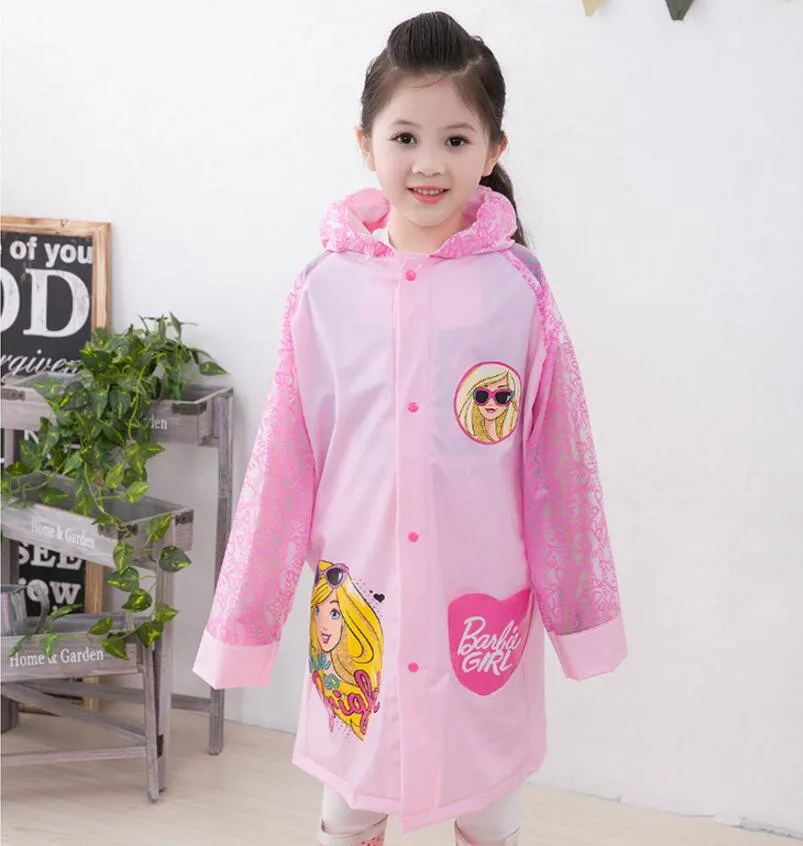 6.Raincoat for Children Cartoon Kids Girls boys rainproof Rain Coat Waterproof Poncho Rainwear Waterproof Rainsuit Raincoat Barbie Thomas