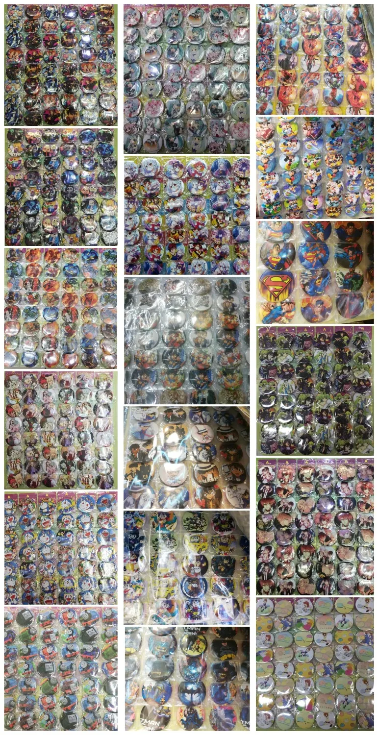 

New 48pcs/set Cartoon anime children lovely mix Round Brooch Button Pin 4.5 cm DIY kids party Gift hz48-011