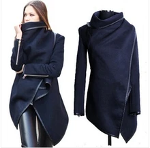 wholesale Black newly listed Autumn Spring Coat Womens Overcoat Temperament Slim Trench Design women Wool Blends