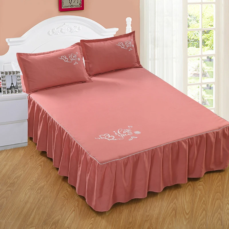 

Reactive printing cotton bed skirt, non-slip protective cover, delicate edging, jacquard bed skirts, wedding bedding