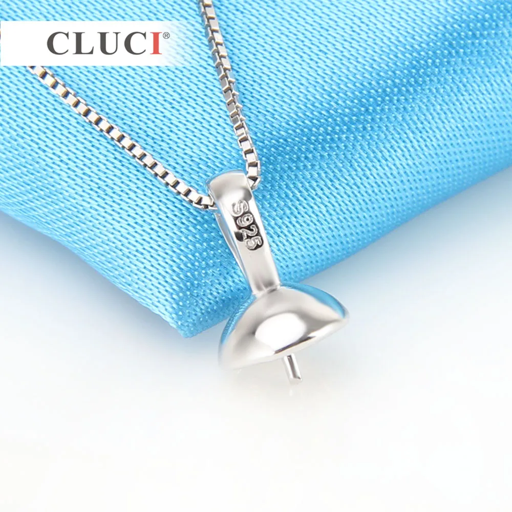 925 Sterling Silver Minimalism Pendant Accessaries for OL Women Simple Round Pearl Pendant Mounting SP139SB CLUCI