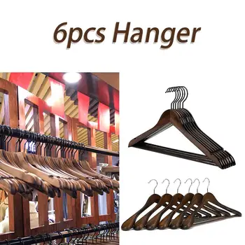 

6PCS Wooden Extra-wide Shoulder Suit Hangers, Wood Coat Hangers Pant Hangers, Retro Finish - Ordinary/Thicker