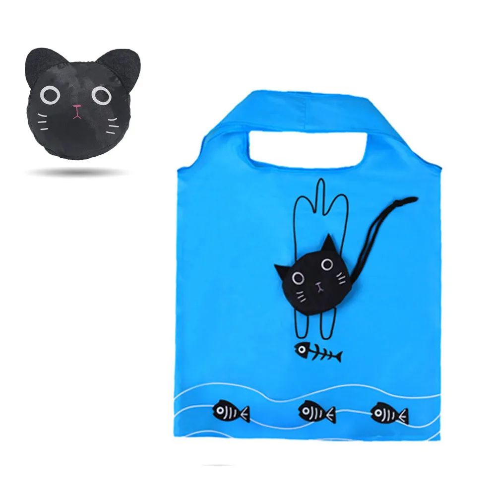 

Cute Cat Storage bag Reusable Foldable Eco Recycle Grocery Travel Bag Shopping Carry Bags Tote Hot sale Women recycling bags