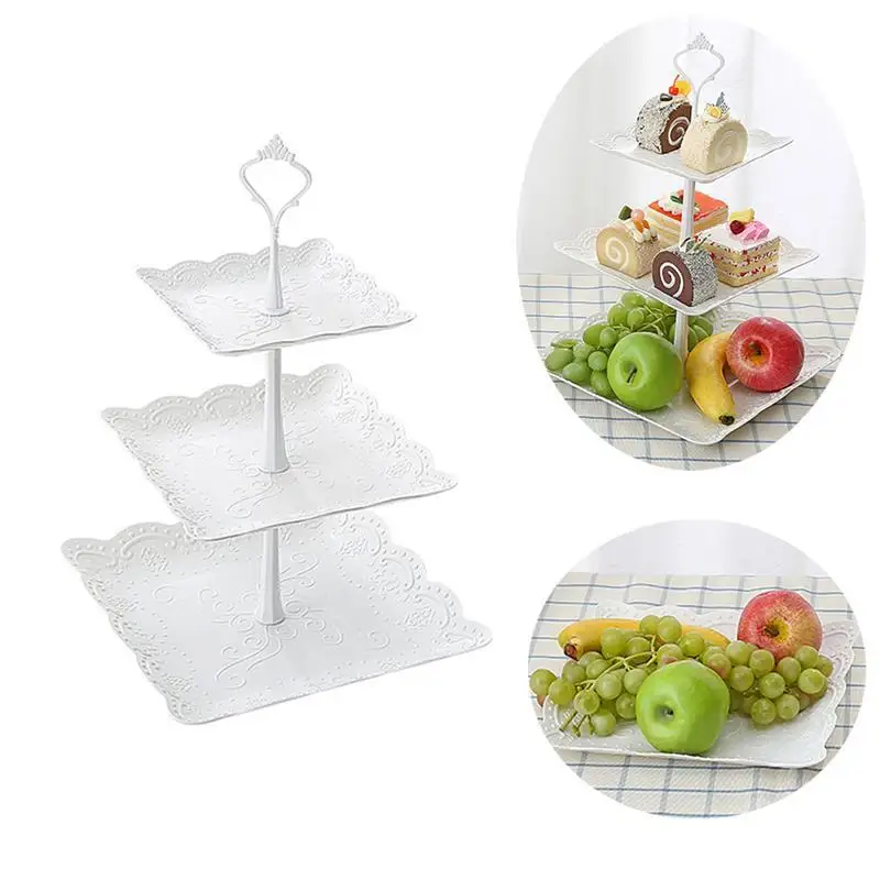 

Three Tiers Cake Display Stand Fruit Plate Elegant Afternoon Tea Party Serving Platter Cupcake Dessert Stand for Wedding Decor