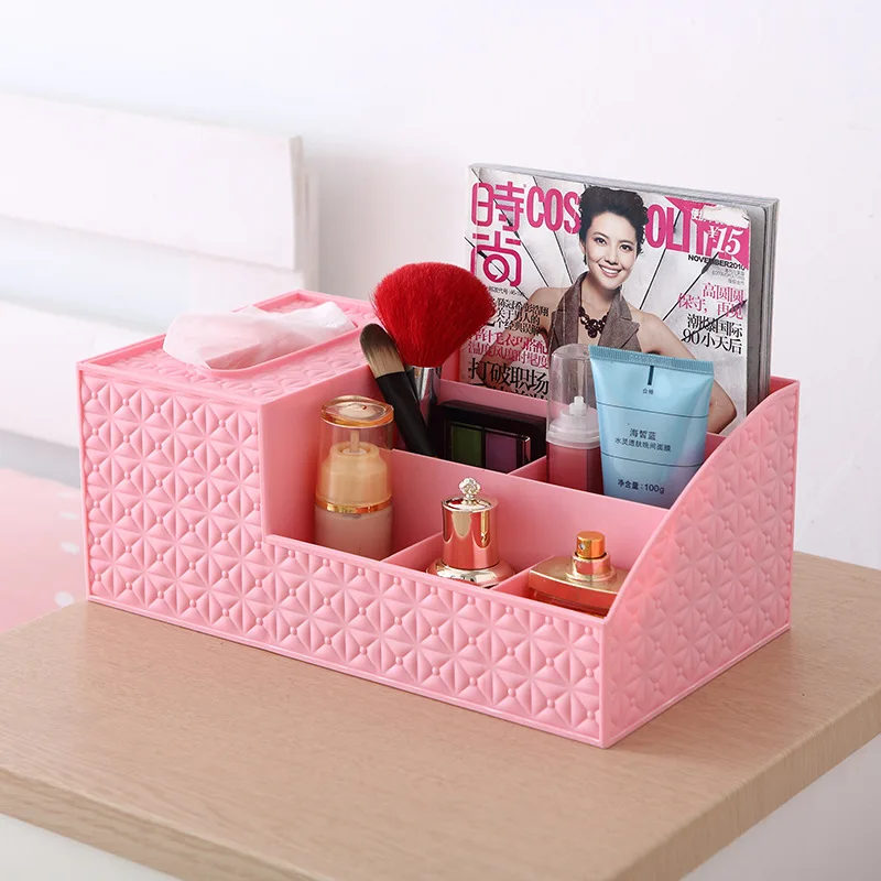 البلاستيك التجميل صندوق تخزين القرطاسية الاشياء سطح المكتب صندوق تخزين es درج ماكياج المنظمون القرطاسية تخزين منظم