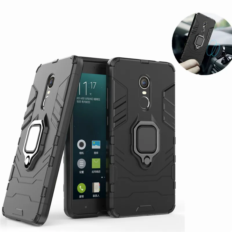 

For Xiaomi Redmi Note 4 Car Magnetic Bracket Finger Ring Stand Rubber Back Cover For Note 4X Shockproof Armor Case Note 4 pro