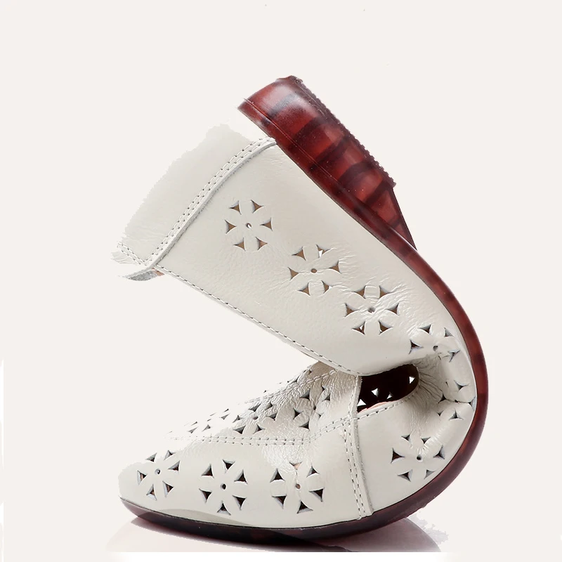 OUKAHUI/Модная женская летняя обувь из натуральной кожи с острым носком на плоской подошве; дышащая женская обувь без застежки на низком каблуке;