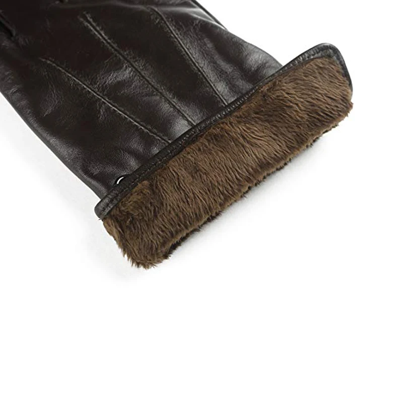 Высококачественные мужские перчатки из овечьей шкуры с бархатной подкладкой из натуральной кожи с пряжкой для вождения Зимние перчатки для мужчин